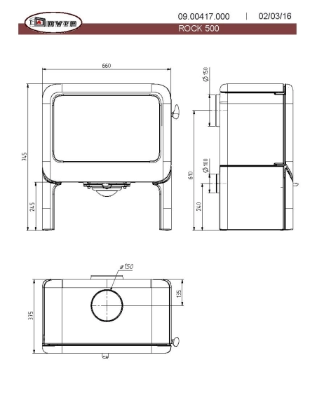 Піч Dovre ROCK 500 TB/E12